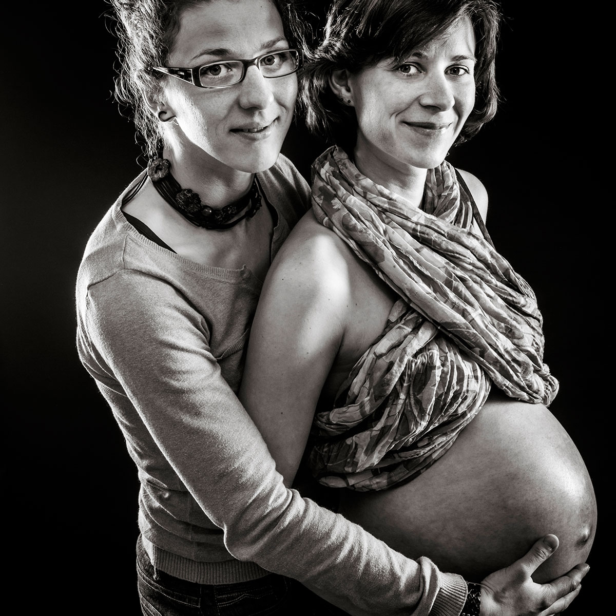 photo studio portrait femme enceinte couple alsace